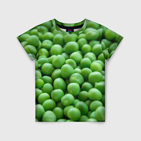 Детская футболка 3D с принтом горошек в Кировске, 100% гипоаллергенный полиэфир | прямой крой, круглый вырез горловины, длина до линии бедер, чуть спущенное плечо, ткань немного тянется | горох | горошек | зелень | лето