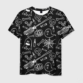 Мужская футболка 3D с принтом Призрачный арт в Кировске, 100% полиэфир | прямой крой, круглый вырез горловины, длина до линии бедер | ведьма | призраки | тыквы | хеллоуин | черепа