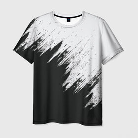 Мужская футболка 3D с принтом Краска и ничего лишнего! в Кировске, 100% полиэфир | прямой крой, круглый вырез горловины, длина до линии бедер | белый | дизайн | капли | краска | монохромный | разводы | черный