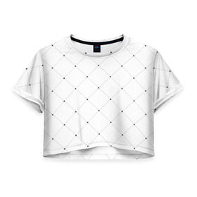 Женская футболка 3D укороченная с принтом Точечный узор! в Кировске, 100% полиэстер | круглая горловина, длина футболки до линии талии, рукава с отворотами | белый | дизайн | классно | круто | лейбл | точки | узор | цвет | черный