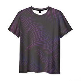 Мужская футболка 3D с принтом Пурпурные волны в Кировске, 100% полиэфир | прямой крой, круглый вырез горловины, длина до линии бедер | абстракция | арт | волны | пурпурный