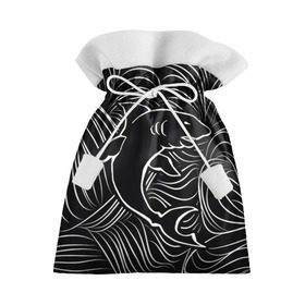 Подарочный 3D мешок с принтом Акула в в морской пучине в Кировске, 100% полиэстер | Размер: 29*39 см | волна | линия | черный