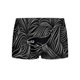 Мужские трусы 3D с принтом Кит в морской пучине в Кировске, 50% хлопок, 50% полиэстер | классическая посадка, на поясе мягкая тканевая резинка | арт | белый | волна | волны | кит | классно | круто | линия | море | рисунок | черный | черта