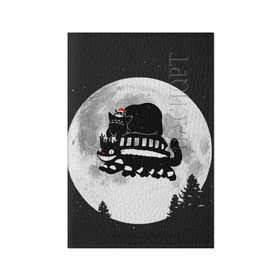 Обложка для паспорта матовая кожа с принтом Totoro в Кировске, натуральная матовая кожа | размер 19,3 х 13,7 см; прозрачные пластиковые крепления | Тематика изображения на принте: котобус | рождество