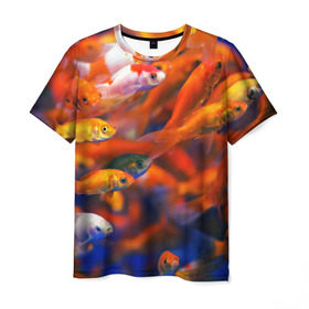 Мужская футболка 3D с принтом Рыбки в Кировске, 100% полиэфир | прямой крой, круглый вырез горловины, длина до линии бедер | вода | природа | рыба | рыбалка | туризм
