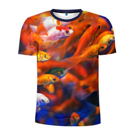 Мужская футболка 3D спортивная с принтом Рыбки в Кировске, 100% полиэстер с улучшенными характеристиками | приталенный силуэт, круглая горловина, широкие плечи, сужается к линии бедра | вода | природа | рыба | рыбалка | туризм
