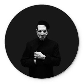 Коврик круглый с принтом Marilyn Manson в Кировске, резина и полиэстер | круглая форма, изображение наносится на всю лицевую часть | звезда | знаменитость | музыка | мэрилин мэнсон | певец | рокер