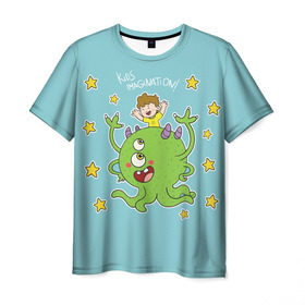 Мужская футболка 3D с принтом Детское воображение в Кировске, 100% полиэфир | прямой крой, круглый вырез горловины, длина до линии бедер | дети | инопланетянин | ребёнок