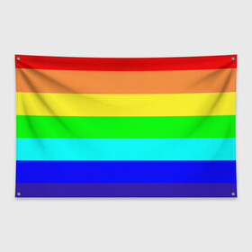 Флаг-баннер с принтом Радуга в Кировске, 100% полиэстер | размер 67 х 109 см, плотность ткани — 95 г/м2; по краям флага есть четыре люверса для крепления | жёлтый | зелёный | красный | оранжевый | полосы | радуга | синий | фиолетовый