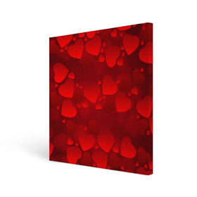 Холст квадратный с принтом Красные сердца в Кировске, 100% ПВХ |  | heart | red | любовь | орнамент | сердце | узор