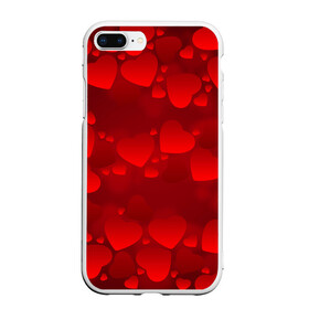 Чехол для iPhone 7Plus/8 Plus матовый с принтом Красные сердца в Кировске, Силикон | Область печати: задняя сторона чехла, без боковых панелей | heart | red | любовь | орнамент | сердце | узор