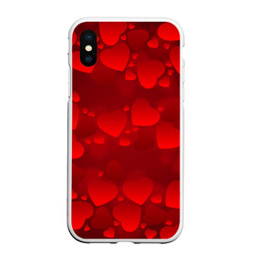 Чехол для iPhone XS Max матовый с принтом Красные сердца в Кировске, Силикон | Область печати: задняя сторона чехла, без боковых панелей | heart | red | любовь | орнамент | сердце | узор