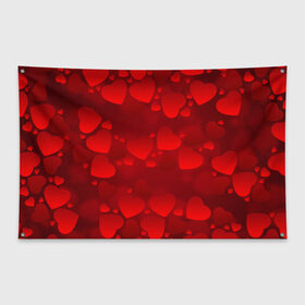 Флаг-баннер с принтом Красные сердца в Кировске, 100% полиэстер | размер 67 х 109 см, плотность ткани — 95 г/м2; по краям флага есть четыре люверса для крепления | heart | red | любовь | орнамент | сердце | узор