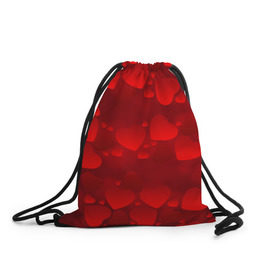 Рюкзак-мешок 3D с принтом Красные сердца в Кировске, 100% полиэстер | плотность ткани — 200 г/м2, размер — 35 х 45 см; лямки — толстые шнурки, застежка на шнуровке, без карманов и подкладки | heart | red | любовь | орнамент | сердце | узор