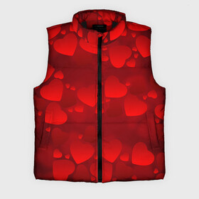 Мужской жилет утепленный 3D с принтом Красные сердца в Кировске,  |  | heart | red | любовь | орнамент | сердце | узор