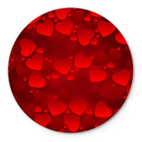 Коврик круглый с принтом Красные сердца в Кировске, резина и полиэстер | круглая форма, изображение наносится на всю лицевую часть | heart | red | любовь | орнамент | сердце | узор