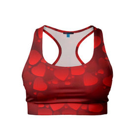 Женский спортивный топ 3D с принтом Красные сердца в Кировске, 82% полиэстер, 18% спандекс Ткань безопасна для здоровья, позволяет коже дышать, не мнется и не растягивается |  | heart | red | любовь | орнамент | сердце | узор