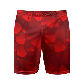 Мужские шорты 3D спортивные с принтом Красные сердца в Кировске,  |  | heart | red | любовь | орнамент | сердце | узор