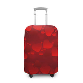 Чехол для чемодана 3D с принтом Красные сердца в Кировске, 86% полиэфир, 14% спандекс | двустороннее нанесение принта, прорези для ручек и колес | heart | red | любовь | орнамент | сердце | узор