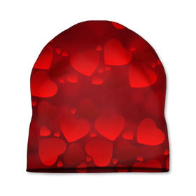 Шапка 3D с принтом Красные сердца в Кировске, 100% полиэстер | универсальный размер, печать по всей поверхности изделия | heart | red | любовь | орнамент | сердце | узор