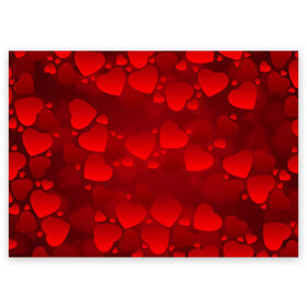 Поздравительная открытка с принтом Красные сердца в Кировске, 100% бумага | плотность бумаги 280 г/м2, матовая, на обратной стороне линовка и место для марки
 | heart | red | любовь | орнамент | сердце | узор