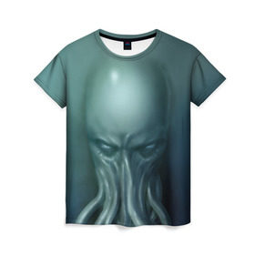 Женская футболка 3D с принтом Ктулху в Кировске, 100% полиэфир ( синтетическое хлопкоподобное полотно) | прямой крой, круглый вырез горловины, длина до линии бедер | cthulhu | ctulhu | осьминог