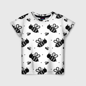 Детская футболка 3D с принтом Рой пчёл в Кировске, 100% гипоаллергенный полиэфир | прямой крой, круглый вырез горловины, длина до линии бедер, чуть спущенное плечо, ткань немного тянется | белый | бзз | жало | круто | много | пчела | пчелы | рисунок | рой | стая | текстура | черный