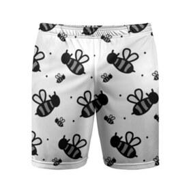 Мужские шорты 3D спортивные с принтом Рой пчёл в Кировске,  |  | белый | бзз | жало | круто | много | пчела | пчелы | рисунок | рой | стая | текстура | черный