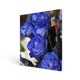 Холст квадратный с принтом Синие розы в Кировске, 100% ПВХ |  | девушкам | розы | синие | цветы
