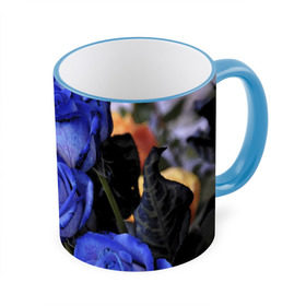 Кружка 3D с принтом Синие розы в Кировске, керамика | ёмкость 330 мл | девушкам | розы | синие | цветы