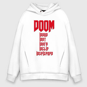 Мужское худи Oversize хлопок с принтом DOOM в Кировске, френч-терри — 70% хлопок, 30% полиэстер. Мягкий теплый начес внутри —100% хлопок | боковые карманы, эластичные манжеты и нижняя кромка, капюшон на магнитной кнопке | doom | дум | коды | читы