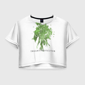 Женская футболка 3D укороченная с принтом Treant Protector в Кировске, 100% полиэстер | круглая горловина, длина футболки до линии талии, рукава с отворотами | dota 2 | treant protector | дерево | дота