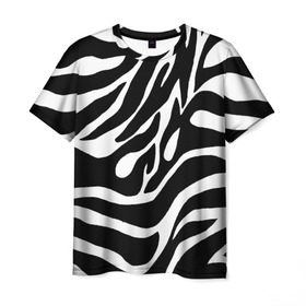 Мужская футболка 3D с принтом Зебра в Кировске, 100% полиэфир | прямой крой, круглый вырез горловины, длина до линии бедер | животные | зебра | полосы | текстуры | черно белый