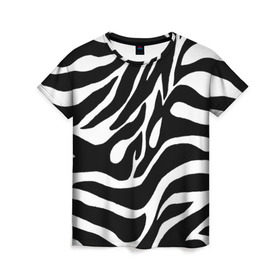 Женская футболка 3D с принтом Зебра в Кировске, 100% полиэфир ( синтетическое хлопкоподобное полотно) | прямой крой, круглый вырез горловины, длина до линии бедер | животные | зебра | полосы | текстуры | черно белый