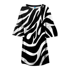 Детское платье 3D с принтом Зебра в Кировске, 100% полиэстер | прямой силуэт, чуть расширенный к низу. Круглая горловина, на рукавах — воланы | животные | зебра | полосы | текстуры | черно белый