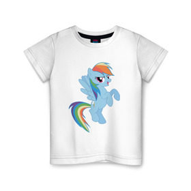 Детская футболка хлопок с принтом rainbow dash в Кировске, 100% хлопок | круглый вырез горловины, полуприлегающий силуэт, длина до линии бедер | Тематика изображения на принте: cute | my little pony | pony | rainbow dash