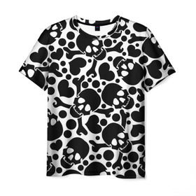 Мужская футболка 3D с принтом Черепа в Кировске, 100% полиэфир | прямой крой, круглый вырез горловины, длина до линии бедер | день мертвых | мексика | паттерн | традиция | узоры | цветы | черно белый