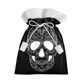 Подарочный 3D мешок с принтом Мексиканский череп в Кировске, 100% полиэстер | Размер: 29*39 см | день мертвых | мексика | традция | узоры | цветы | черный