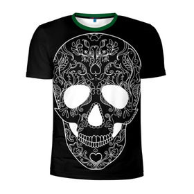 Мужская футболка 3D спортивная с принтом Мексиканский череп в Кировске, 100% полиэстер с улучшенными характеристиками | приталенный силуэт, круглая горловина, широкие плечи, сужается к линии бедра | день мертвых | мексика | традция | узоры | цветы | черный