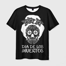 Мужская футболка 3D с принтом День мертвецов в Кировске, 100% полиэфир | прямой крой, круглый вырез горловины, длина до линии бедер | Тематика изображения на принте: halloween | mexiэллоуин | день мертвых | мексика | мексиканский череп | мертвецов | о | орнамент | праздник | узоры | хэллоуин | цветы