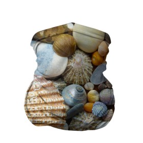 Бандана-труба 3D с принтом Морские ракушки и камни в Кировске, 100% полиэстер, ткань с особыми свойствами — Activecool | плотность 150‒180 г/м2; хорошо тянется, но сохраняет форму | камни | море | морские камни | ракушки