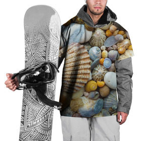 Накидка на куртку 3D с принтом Морские ракушки и камни в Кировске, 100% полиэстер |  | Тематика изображения на принте: камни | море | морские камни | ракушки