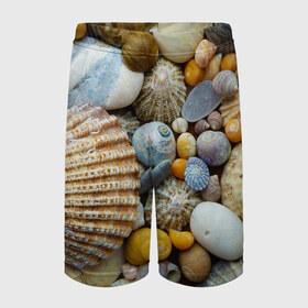 Детские спортивные шорты 3D с принтом Морские ракушки и камни в Кировске,  100% полиэстер
 | пояс оформлен широкой мягкой резинкой, ткань тянется
 | камни | море | морские камни | ракушки