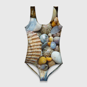 Купальник-боди 3D с принтом Морские ракушки и камни в Кировске, 82% полиэстер, 18% эластан | Круглая горловина, круглый вырез на спине | камни | море | морские камни | ракушки