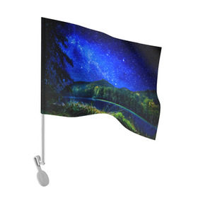 Флаг для автомобиля с принтом Звездное небо в Кировске, 100% полиэстер | Размер: 30*21 см | звезда | небо | ночь | озеро