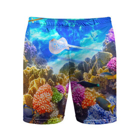 Мужские шорты 3D спортивные с принтом Подводный мир в Кировске,  |  | вода | коралл | океан | рыбки | синяя