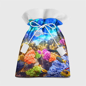 Подарочный 3D мешок с принтом Подводный мир в Кировске, 100% полиэстер | Размер: 29*39 см | вода | коралл | океан | рыбки | синяя