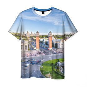 Мужская футболка 3D с принтом Барселона в Кировске, 100% полиэфир | прямой крой, круглый вырез горловины, длина до линии бедер | Тематика изображения на принте: barcelona | europe | spain | барселона | европа | ес | испания | каталония | отпуск | туризм