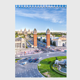 Скетчбук с принтом Барселона в Кировске, 100% бумага
 | 48 листов, плотность листов — 100 г/м2, плотность картонной обложки — 250 г/м2. Листы скреплены сверху удобной пружинной спиралью | barcelona | europe | spain | барселона | европа | ес | испания | каталония | отпуск | туризм
