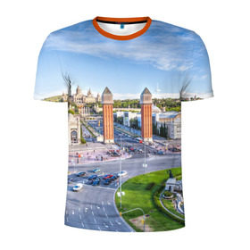 Мужская футболка 3D спортивная с принтом Барселона в Кировске, 100% полиэстер с улучшенными характеристиками | приталенный силуэт, круглая горловина, широкие плечи, сужается к линии бедра | barcelona | europe | spain | барселона | европа | ес | испания | каталония | отпуск | туризм